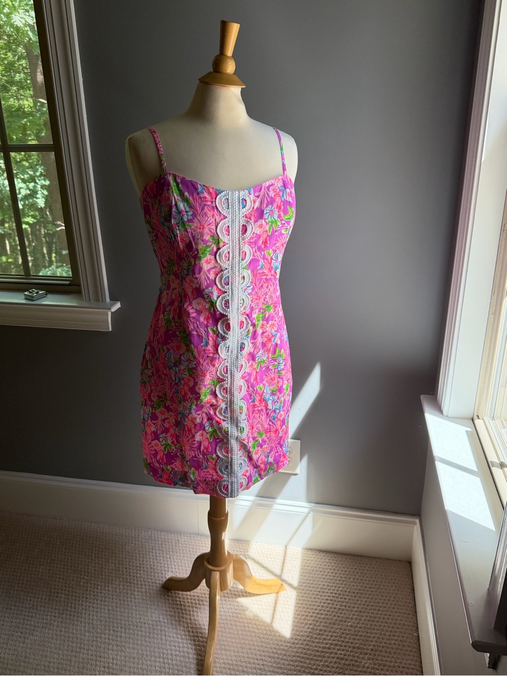 NWT Lilly Pulitzer Sz 16 Pink Floral Dress w/ adorable back details
